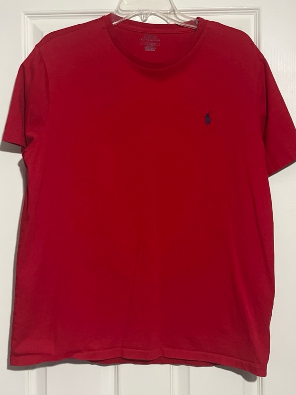 Ralph Lauren Men's Short-Sleeve Crewneck T-Shirt in Red with Navy Pony